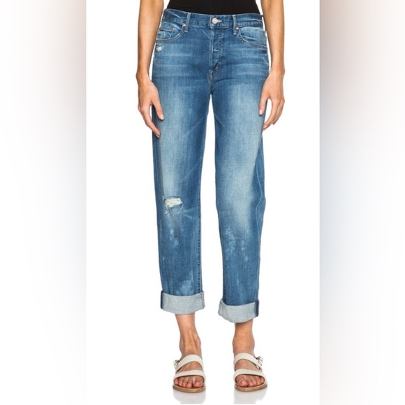 MOTHER The Brother Getting Rowdy Distressed Jeans Denim Stained Button Fly sz 25 - Picture 1 of 7